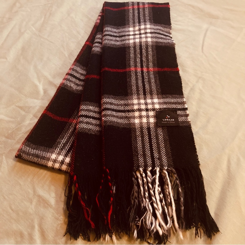 Versace Black and Red Plaid Scarf